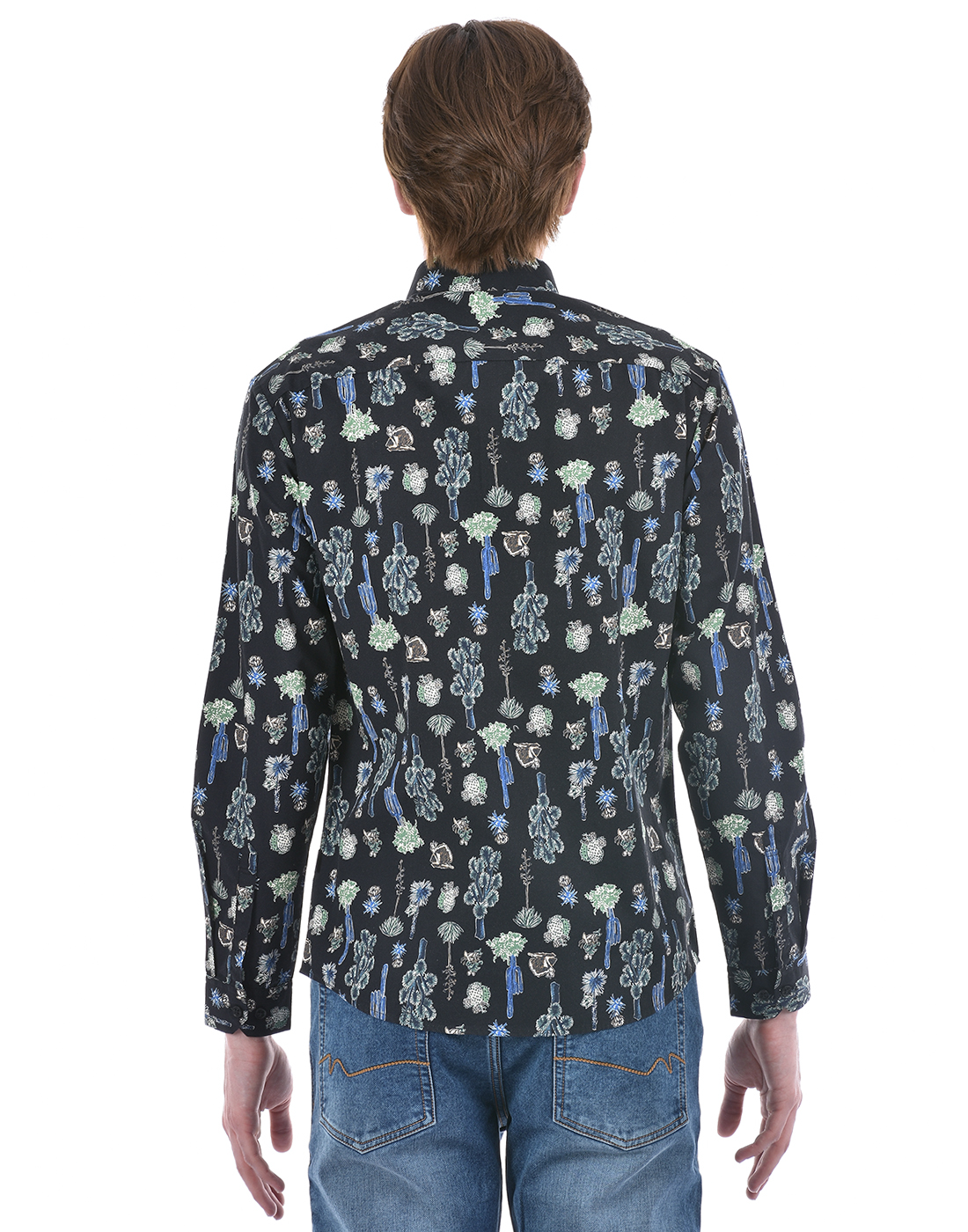 Numero Uno Men Floral Print Black Shirt